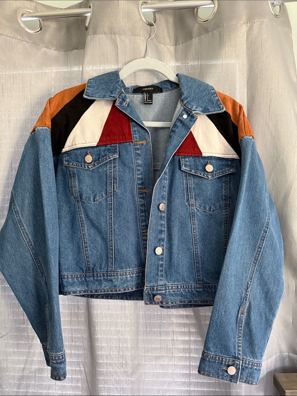Forever 21 Multicolor Patchwork Denim Jacket